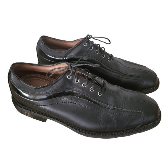 FJ FOOTJOY ICON MENS GOLF SHOES WORN ONCE BLACK LEATHER SIZE 9.5 EXCELLENT COND - Picture 1 of 10